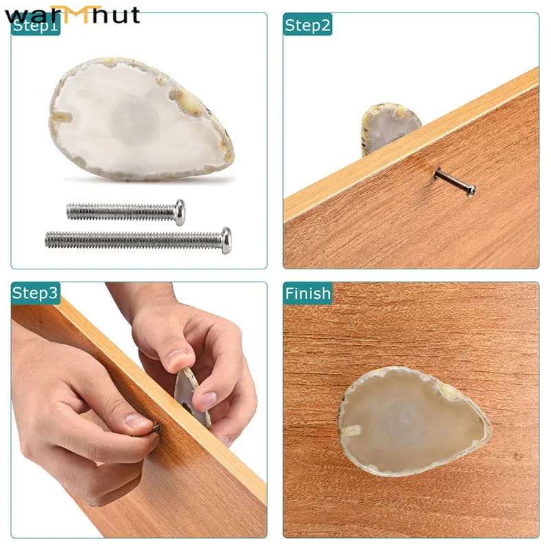 WarmHut Brand New Agate Knobs Handmade Dresser Knobs Natural Agate Drawer Pulls Dresser Cupboard Cabinet Handles Decorative 1 Pc