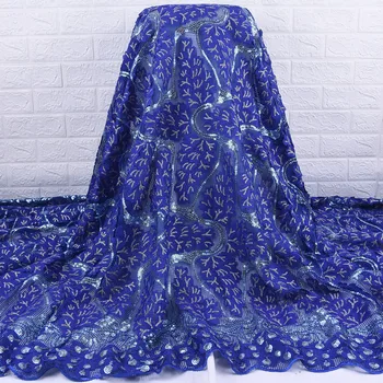 

Zhenguiru Blue New Arrival Sequine Fabric Embroidery African Lace Fabric Mesh Nigeria Fabric For Women Wedding And Party A1947