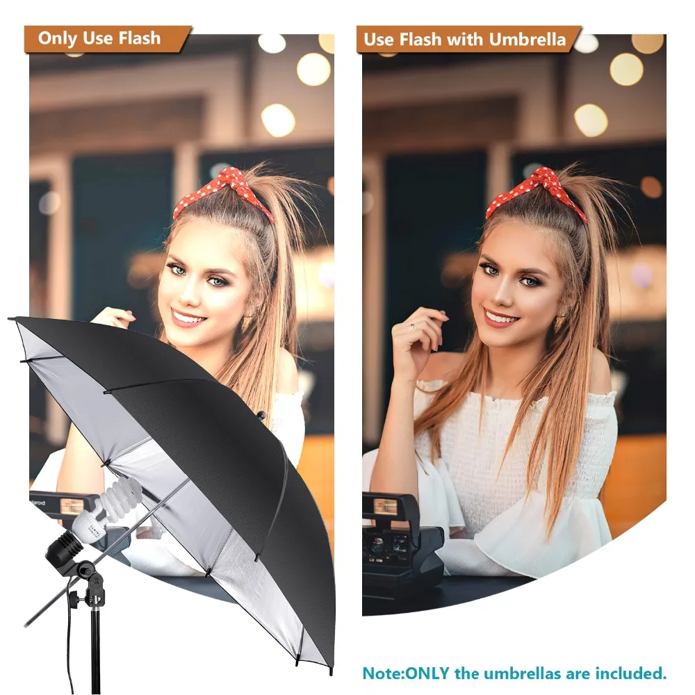Neewer 2 шт. 3" /84 см профессиональная фотостудия светоотражающее освещение черный серебристый/белый полупрозрачный зонтик