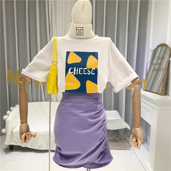 

Women T-Shirts Tops&Tees Korean Style Loose Letter Print High Street Hip Hop Outdoor Clothes Harajuku camiseta mujer Kawaii