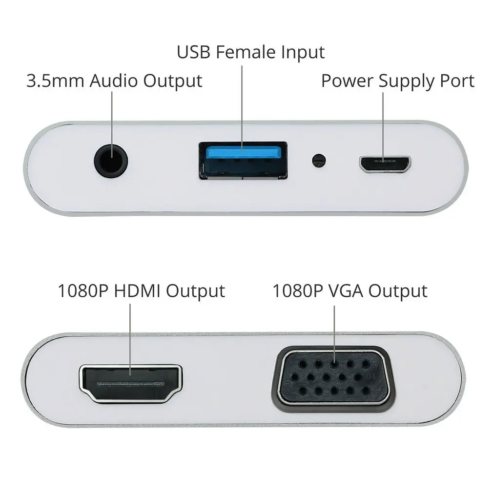 Премиум Тип C к VGA HDMI адаптер USB C к HDMI 4K VGA 1080P портативный домашний 3 в 1 Тип C к HDMI VGA адаптер