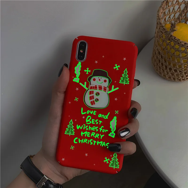NJIEER светящийся Рождественский чехол для iPhone X XS XR Xs Max мультфильм лось Санта