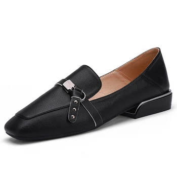 

Fashion Flat Shoes For Women Flats Shoes Low Wooden Low Heel Ballet Square Toe Shallow Buckle Brand Shoes zapatos de mujer