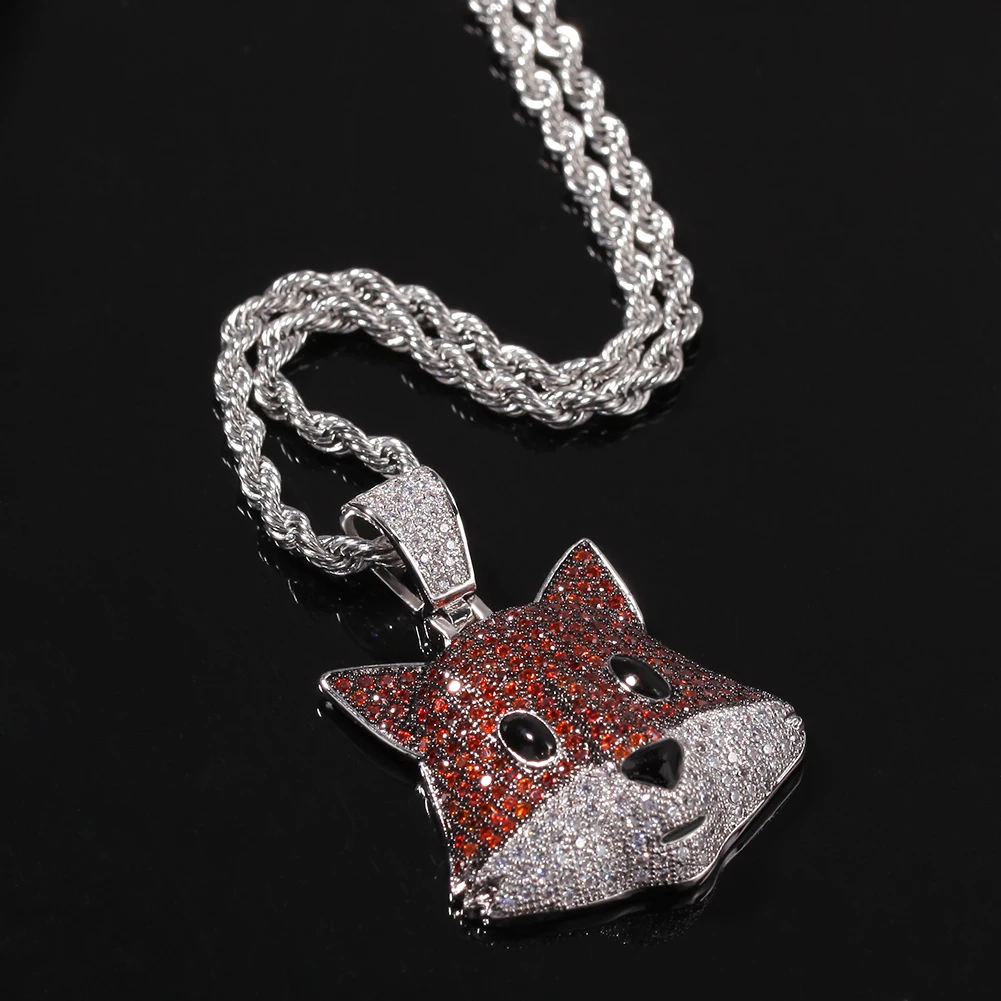 Шикарный Король на заказ Маленькая FoxPandent CZ подвеска ожерелье хип хоп полный Iced Out кубический цирконий Золотой Серебряный CZ камень