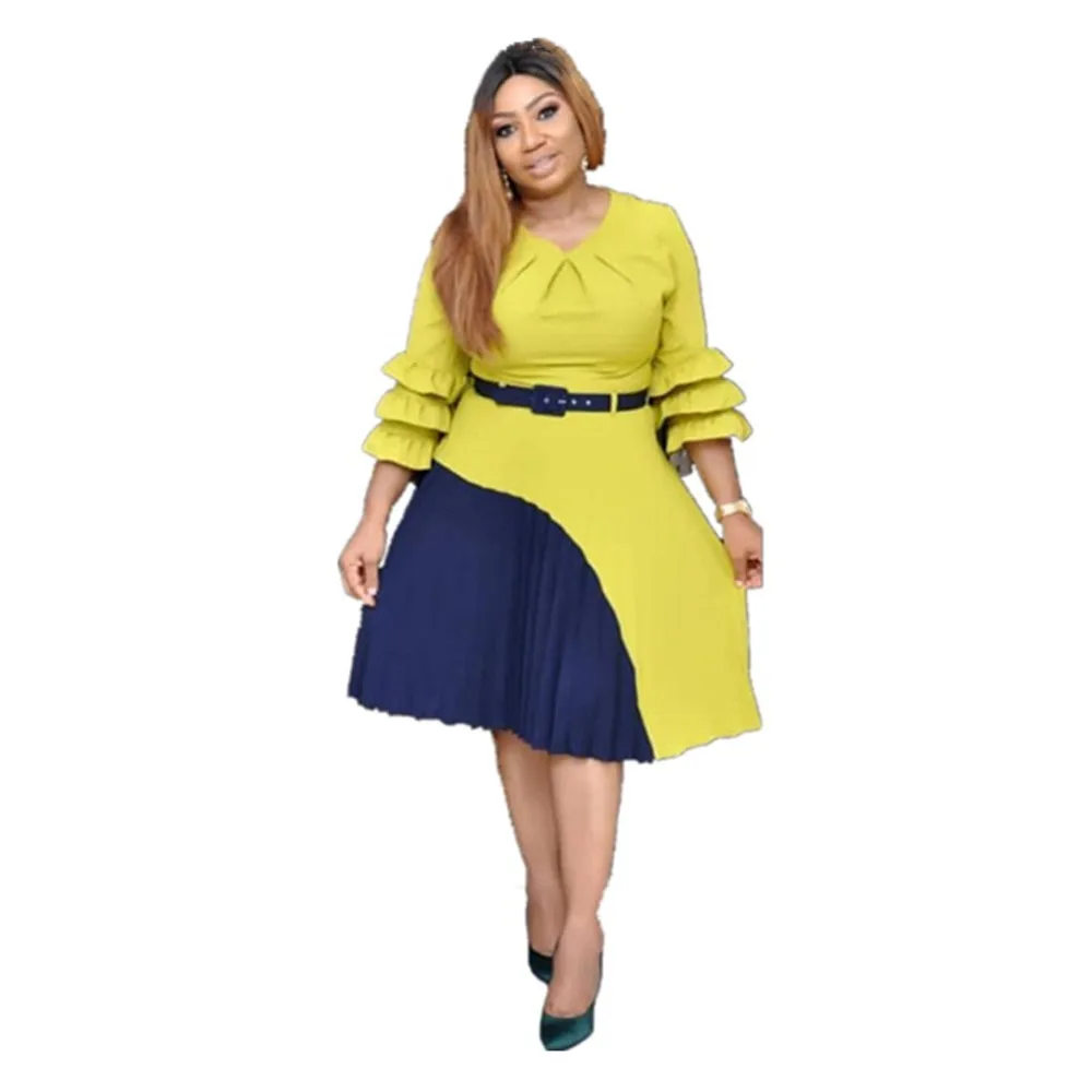 Африканские платья для женщин модная Дашики Анкара Плиссированное розовое