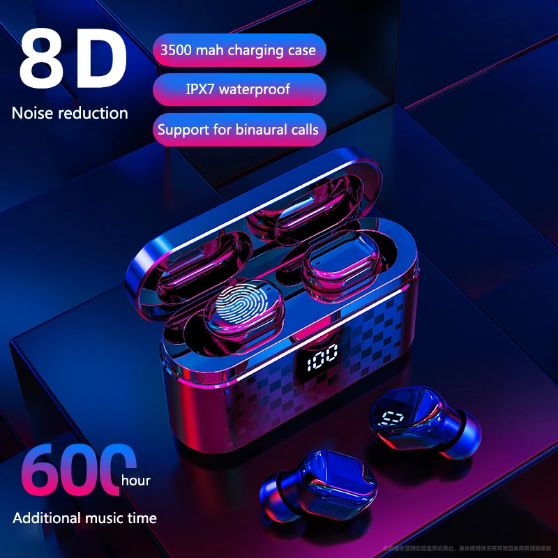 

Stereo Sound Bluetooth V5.0 Earphone Portable TWS Wireless Sport Headphones Touch Headset with 3500mAh charge box earphones
