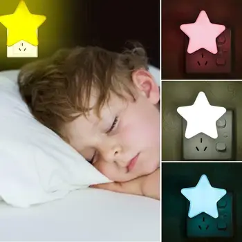 

4Color LED Sensor Control Night Light Mini Star LED Night Light With EU/US Plug for Dark Night Baby Sleeping Light Bedside Lamps