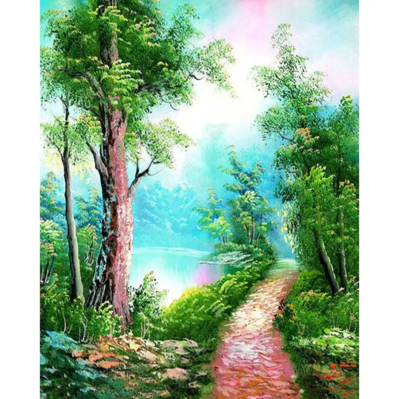 

GATYZTORY Frame Forest DIY Painting By Numbers Landscape Modern Wall Art Canvas By Numbers For Adults Home Wall Decors Artwork