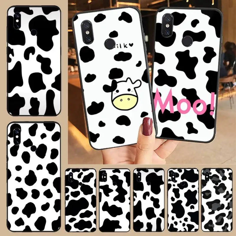 Cow Black White Print pattern Soft black Phone Case For Xiaomi Redmi 4x 5 plus 6A 7 7A 8 mi8 8lite 9 note 4 pro | Мобильные телефоны