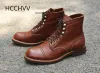 Retro Handmade mens Shoes Leather Work Outdoor Parachute Boots Motorcycle Travel Hiking Shoes Men's Brown ► Photo 3/5