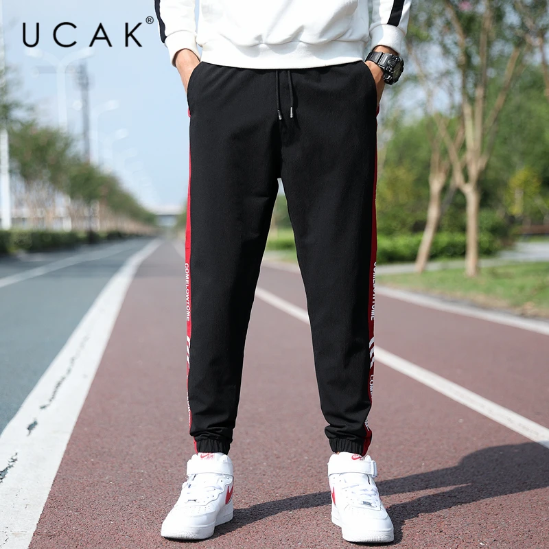 

UCAK Fashion Men's Casual Pants Youth Popular Breathable Sweat-absorbent Running Athletics Cropped Trousers Men's Pants u2023