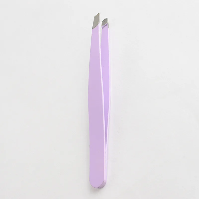 1 шт. пинцет для бровей из нержавеющей стали для удаления волос лица Триммер для бровей зажим для ресниц косметический инструмент для макияжа - Цвет: purple flat