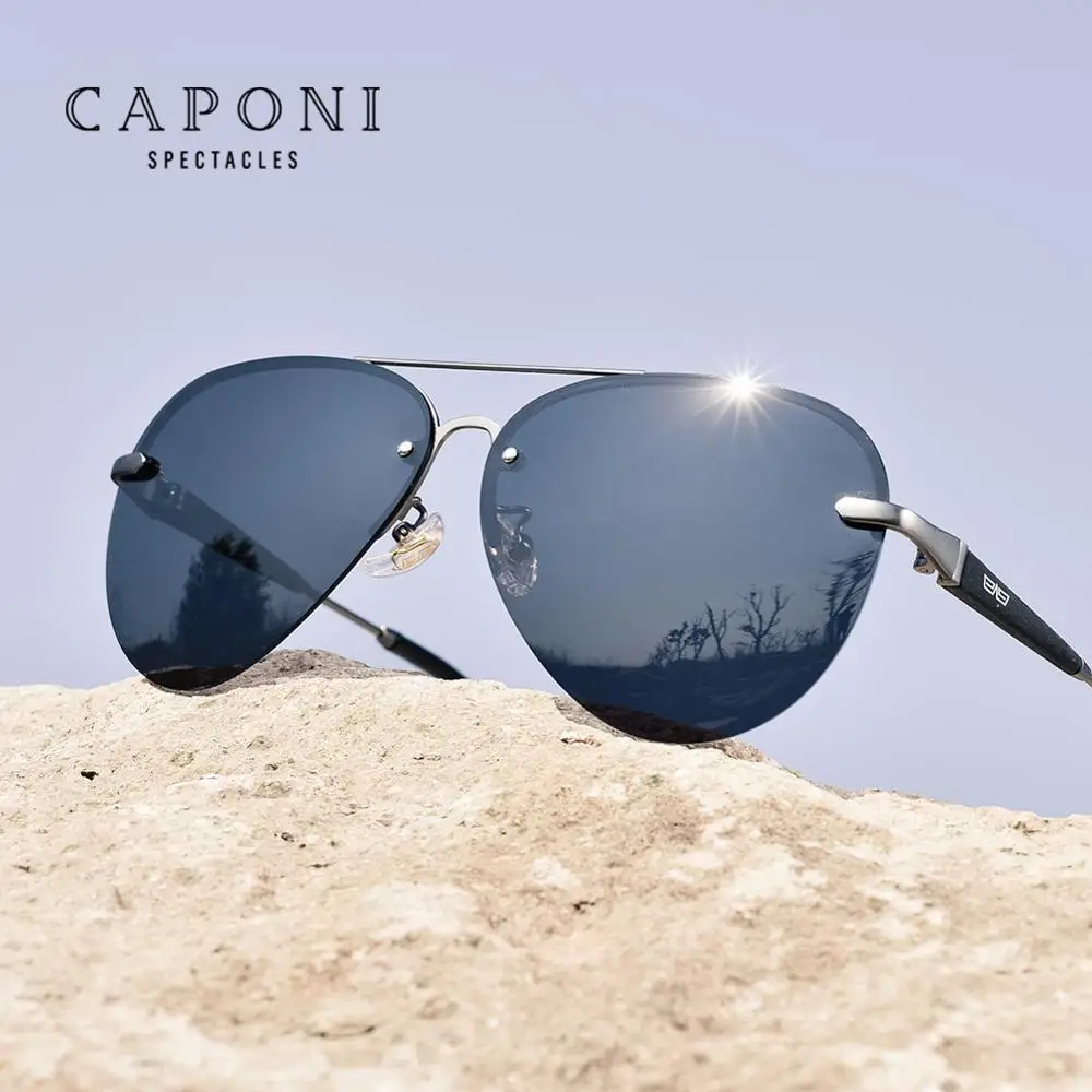 Мужские солнцезащитные очки CAPONI 2020 Avation поляризационные из сплава с защитой от