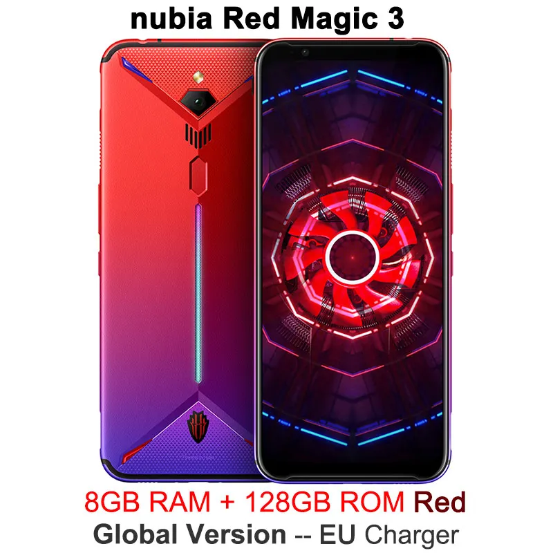 Мобильный телефон zte nubia Red Magic 3, 6,65 дюймов, Snapdragon 855, передний, 48 МП, задний, 16 МП, 6 ГБ/8 ГБ ram, 128 ГБ/256 ГБ rom, 5000 мАч, игровой телефон - Цвет: 8G 128G Black EU