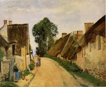 

14 Handmade Art Paintings by Teachers - village street auvers sur oise French Camille Pissarro - Oil Painting on Canvas