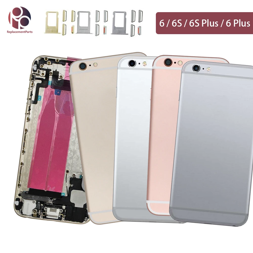 

10Pcs Back Full Housing For IPhone 6G 6 6S plus 6SP 6P Battery Rear Door Cover Middle Frame Chassis + Flex Cable Assembly