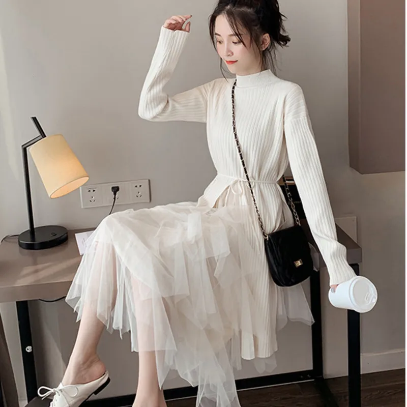 LANMREM 2020 Sweater Two-piece Suit Skirt Spring New Stand Collar Long-sleeved Warm Stitching 19B-a150 | Женская одежда