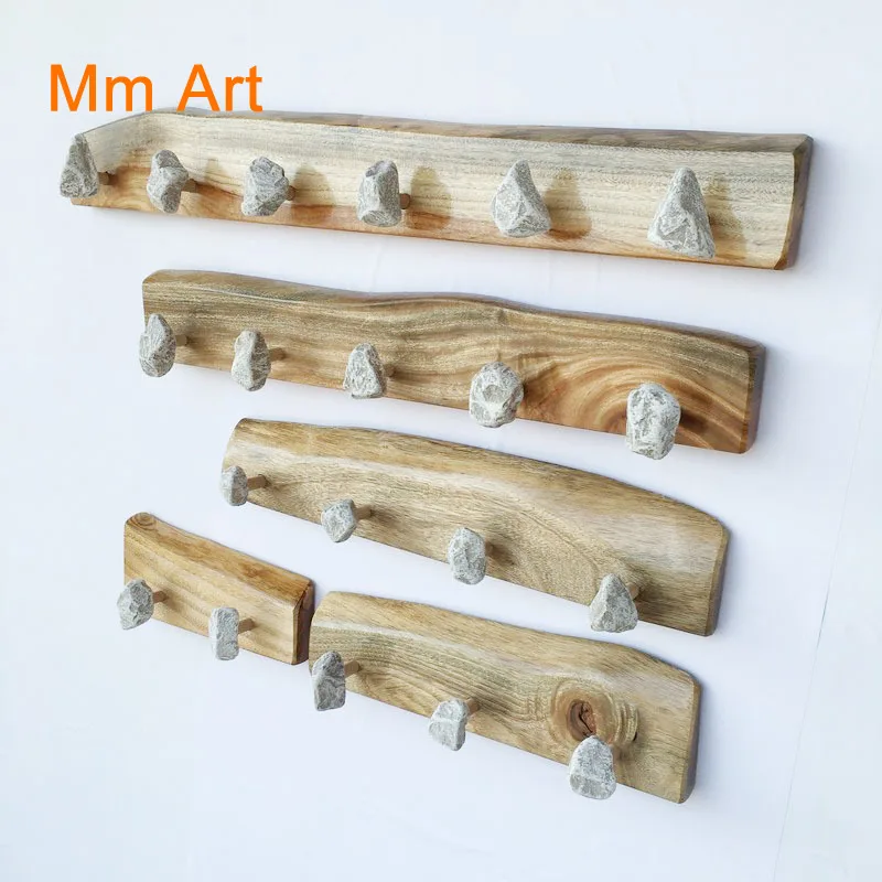 

Cobblestone Hook Creative Solid Wood Wall Hanger Wall-Mounted Coat Rack