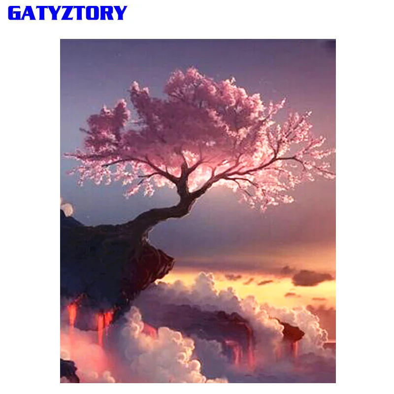 

GATYZTORY Frame Abstract Trees DIY Painting By Numbers Landscape Handpainted Oil Painting Modern Wall Art Home Decor Unique Gift