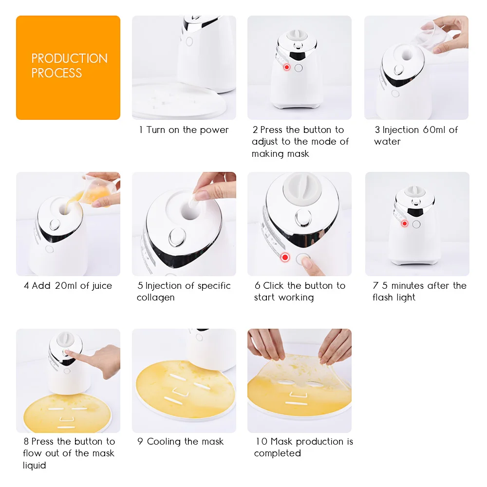  DIY Face Mask Machine Automatic Fruit Facial Mask Maker Natural Vegetable Mask With Collagen Pill E