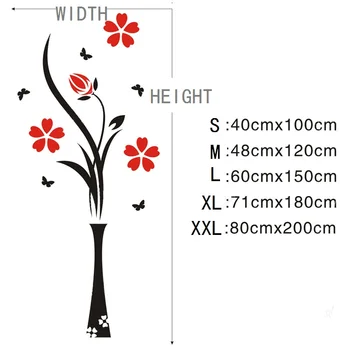 

Red Flower Vase 3d Acrylic Wall Stickers Diy Wall Decals Home Art Mural Decor Room Entrance Kitchen Background Wall Decoration Q