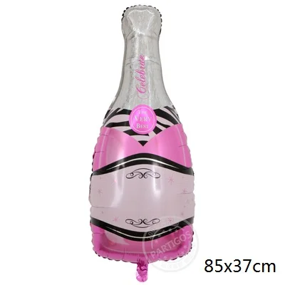 1 шт./лот Фольга бутылки шампанского и провода очки воздушные шары для Одежда для свадьбы, дня рождения торжественное мероприятие украшения Baby Shower поставки - Цвет: pink bottle