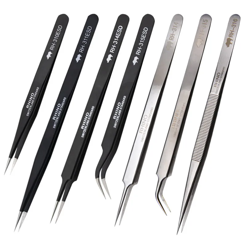 Japan RHINO RH Tweezers Anti-acid High-precision Super Hard Sharp For Repair Watch or Pick Bird Nest etc Small items electric hand planer