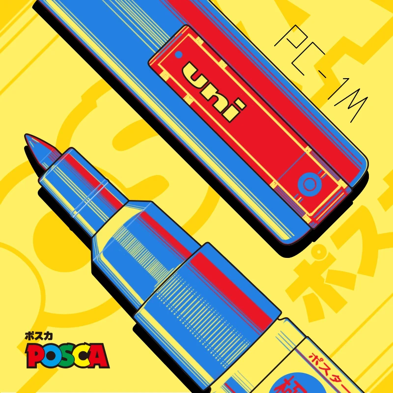 2 шт Uni Posca маркер поп-плакат на водной основе рекламная ручка PC-1M маркер для граффити 0,7 мм