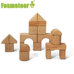 Fosmeteor New Beech Wood Large Particles Wooden Solid Blocks Puzzle Expression Building Blocks Toys Environmental Health Toy