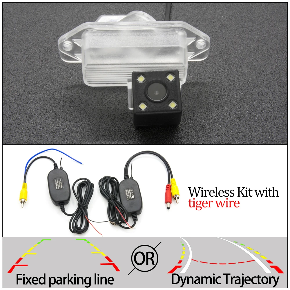 Фиксированная или динамическая траектория Автомобильная камера заднего вида для Mitsubishi Outlander Airtrek/lancer EX Pajero Savrin автомобильный парковочный монитор - Название цвета: 4LED N Wireless
