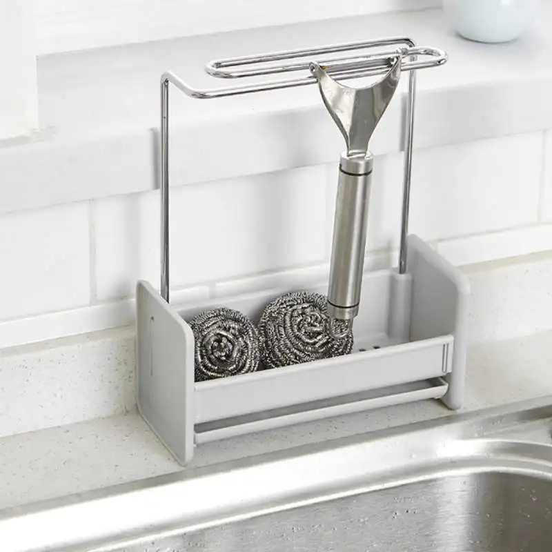  Multi-functional Kitchen Towel Stand Soap Holder Detachable Dishcloth And Sponge Drying Rack Storag