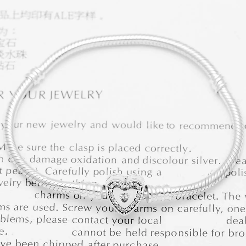 925 пробы серебро браслет желаемое сердце моменты с цепочка-змейка с кристаллами Браслеты Браслет Fit бисера браслеты с подвесками ювелирных изделий в Европе