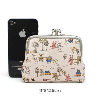 

2020 Fashion Small Canvas Purse Zip Lady Coin Purse Bag Women Lady Retro Vintage Flower Small Wallet Hasp Purse Clutch Carteira