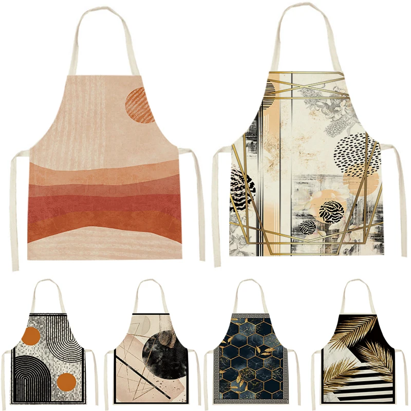 

1 Pcs Geometric Pattern Apron Female Male Adult Child Bib Home Cooking Baking Shop Cleaning Kitchen Apron Accessory Bib Pinafore
