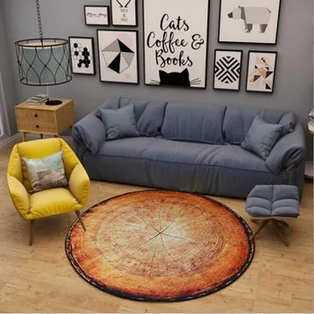 

3D Floor Pad Antique Wood Tree Annual Ring Round Carpet For Living Room Bedroom Study Room Chair Mat Plush Rug Home Decorations