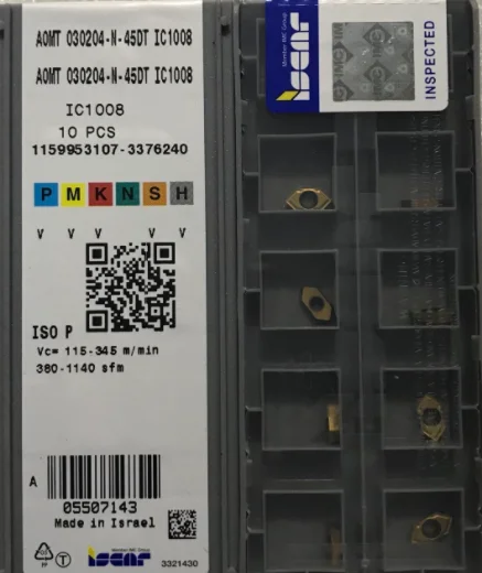 10 шт. ISCAR карбидные вставки AOMT 030204-N-45DT IC1008