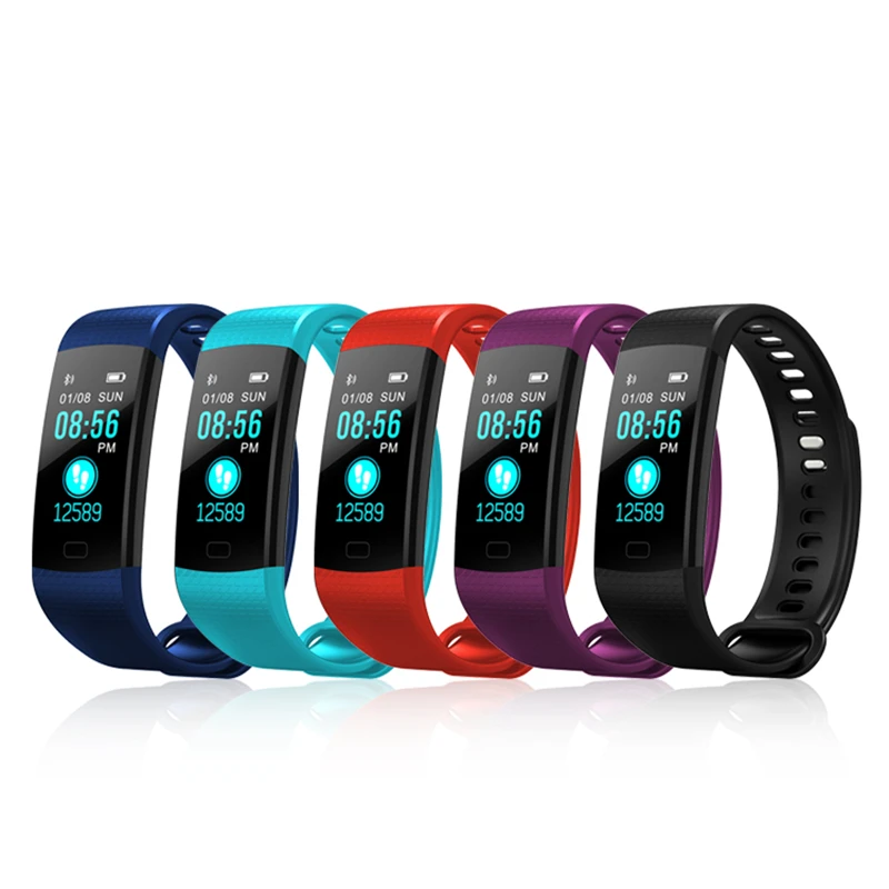 

Fviyi Smart Band Y5 Heart Rate Blood Pressure Monitor High Brightness Colorful Screen Smart Bracelet Wristband Notification