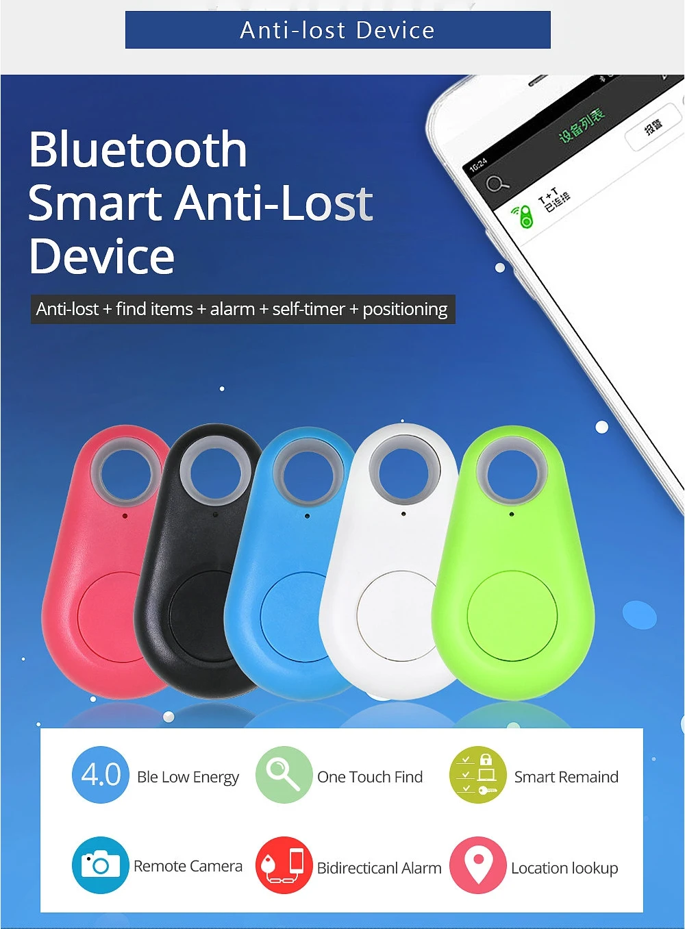 Motto.H Smart Tag Wireless Bluetooth Tracker Kindertasche Wallet Pet Key Finder GPS Locator 3 Farbe Anti-verlorene Alarm Erinnerung 