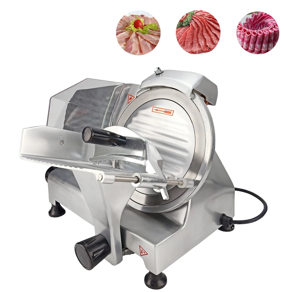 

Electric Household Meat Slicer Stainless Steel Desktop Cutting Machine Semi-automatic Lamb Ham Meat Cutter for Vegetable Fruits