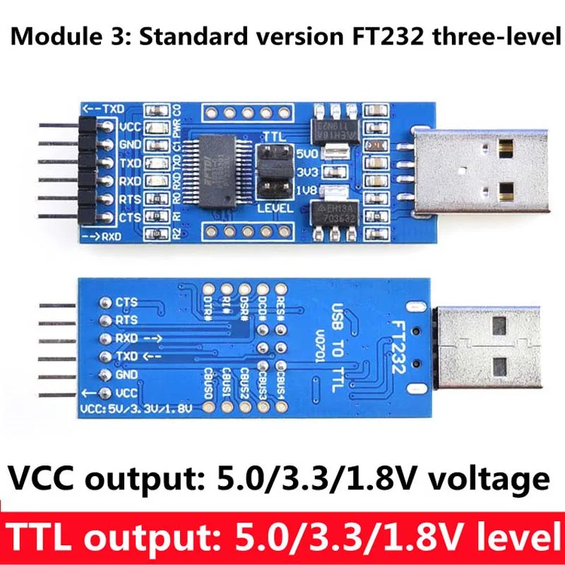 USB to TTL 1.8V/3.3V/5V USB to serial port UART module FT232 upgrade flashing machine usb serial module