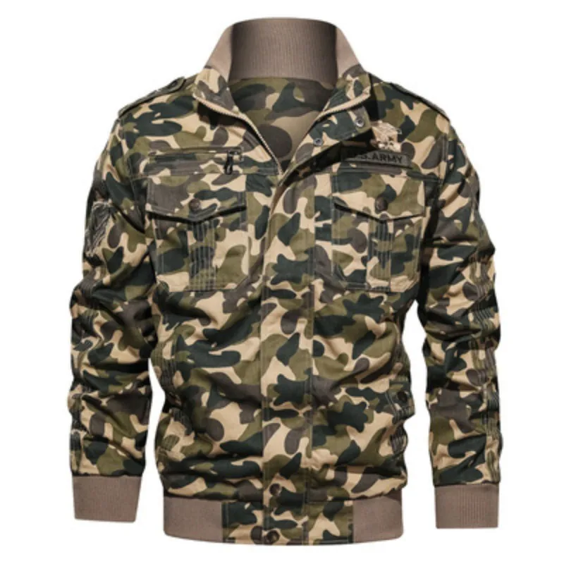 

Autumn Mens Tactical Flight Jacket Outdoor Army Military Hunting Men Cotton Windbreaker Camouflage Bomber Coat Plus Size 6XL