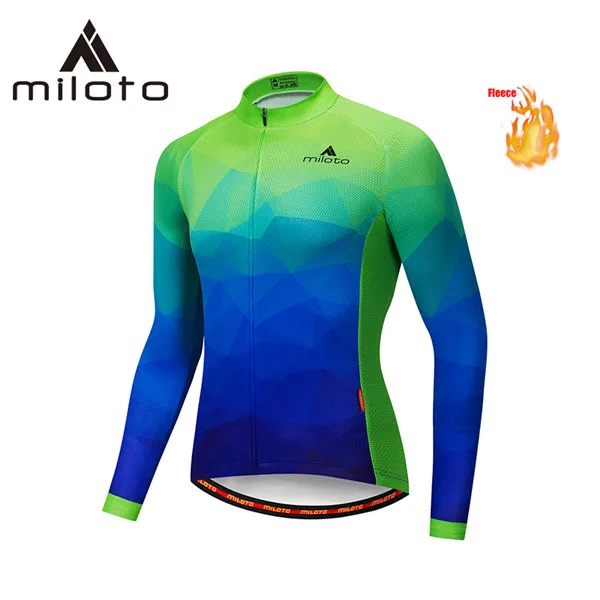 long jersey MILOTO, Термальный флисовый велокостюм, Униформа, мужские брюки, горный MTB, велосипедная куртка, спортивный костюм, длинная велосипедная одежда, 5D гель - Цвет: long jersey