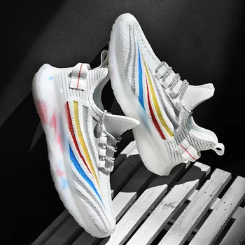 

Casual causal male s slip comfortable Sneaker for trainers knitting shoes Men breathable Light Male summer leisure de sale 2020