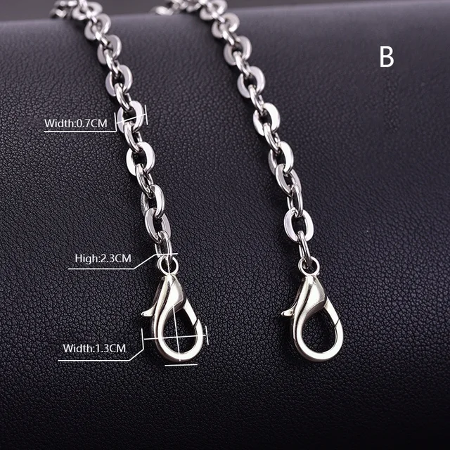 BAMADER Chain Straps High-end Woman Bag Metal Chain Fashion Bags Accessory DIY Bag Strap Replacement Luxury Brand Chain Straps Silver B 100CM
