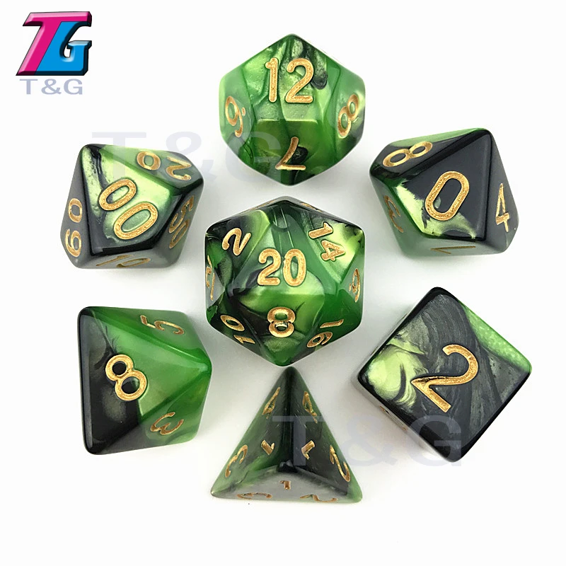 Темно-красные и черные игральные кости DND Die игрушки для взрослых детей пластиковые кубики специальный подарок на день рождения - Цвет: Green 02