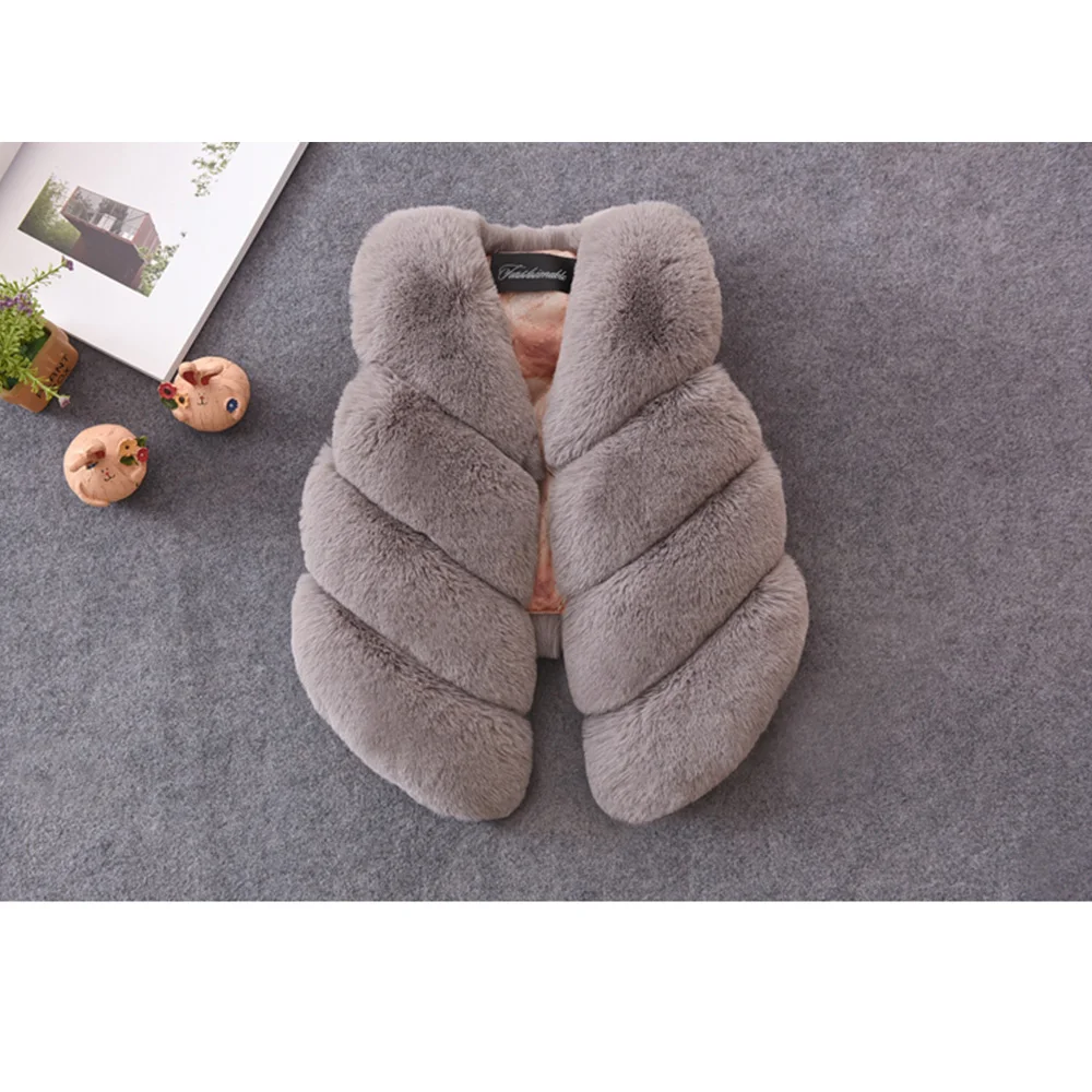 Children Girls Faux Fur Vest Autumn Winter Thick Warm Waistcoat Kids Outerwear Baby Girl Christmas Clothes baby girl vest coat