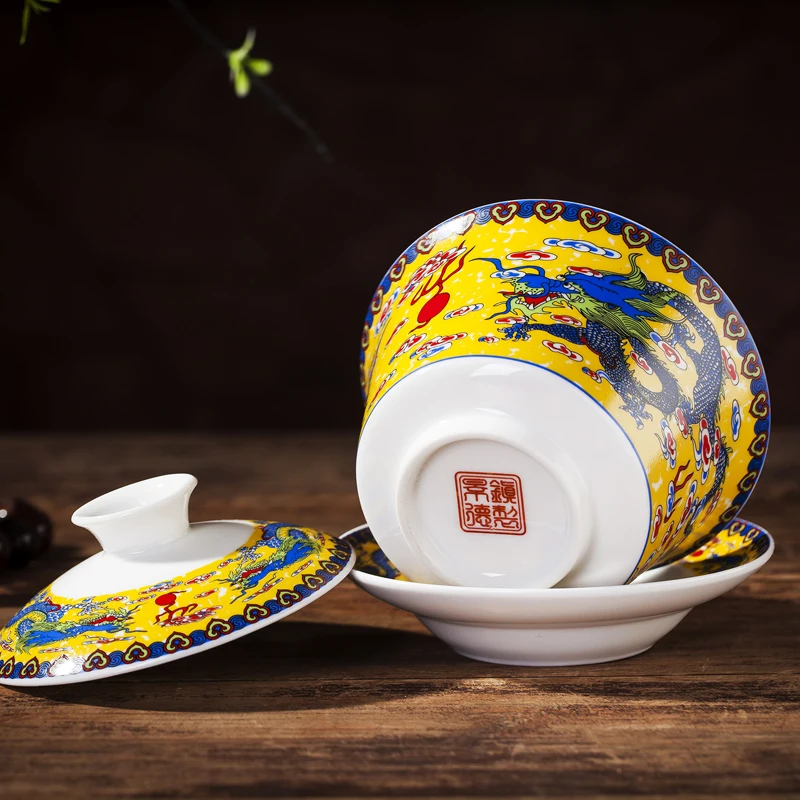 Цзиндэчжэнь Gaiwan фарфоровая керамическая чайная соусница для тарелки крышка набор 240 мл мастер пуэр чашка чайная посуда для напитков пиалы для чая контейнер подарок