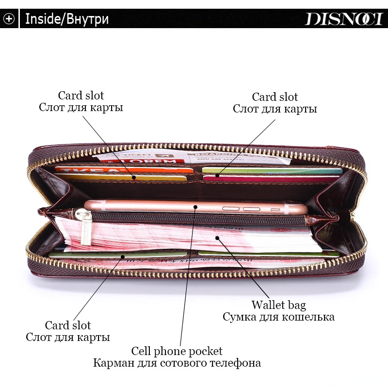 New Men Purse Genuine Leather Wallet Men Clutch Bag Fashion Long Man Wallet Cow Leather Card Holder Coin Purse Billetera Hombre