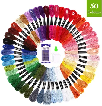 

Embroidery Floss Thread Craft Floss Set for Friendship Bracelets 50 /100 Skeins Rainbow Colors with 23 pcs Embroidery Tools