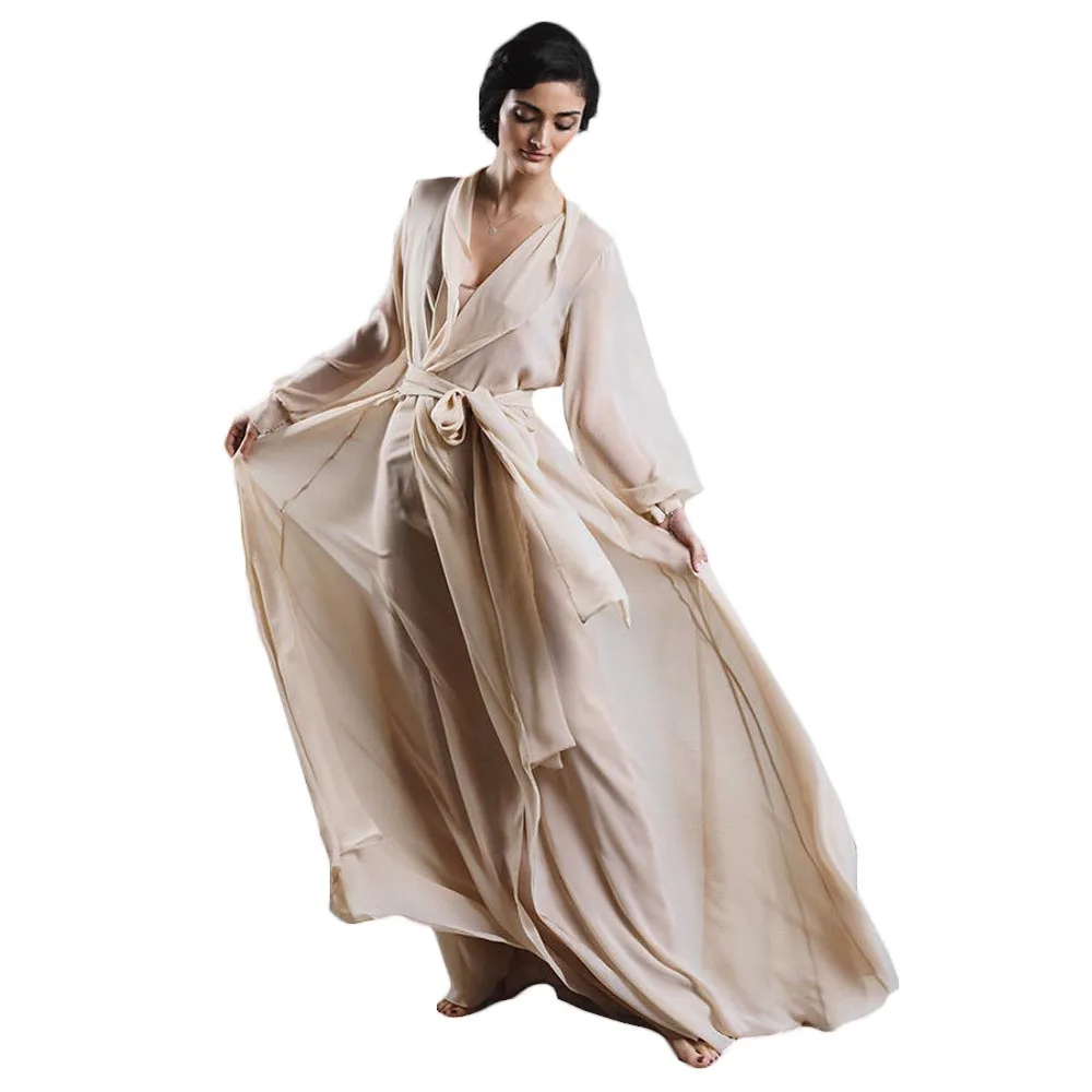 

Халат для беременных женский кружевной, шифоновый, Шелковый